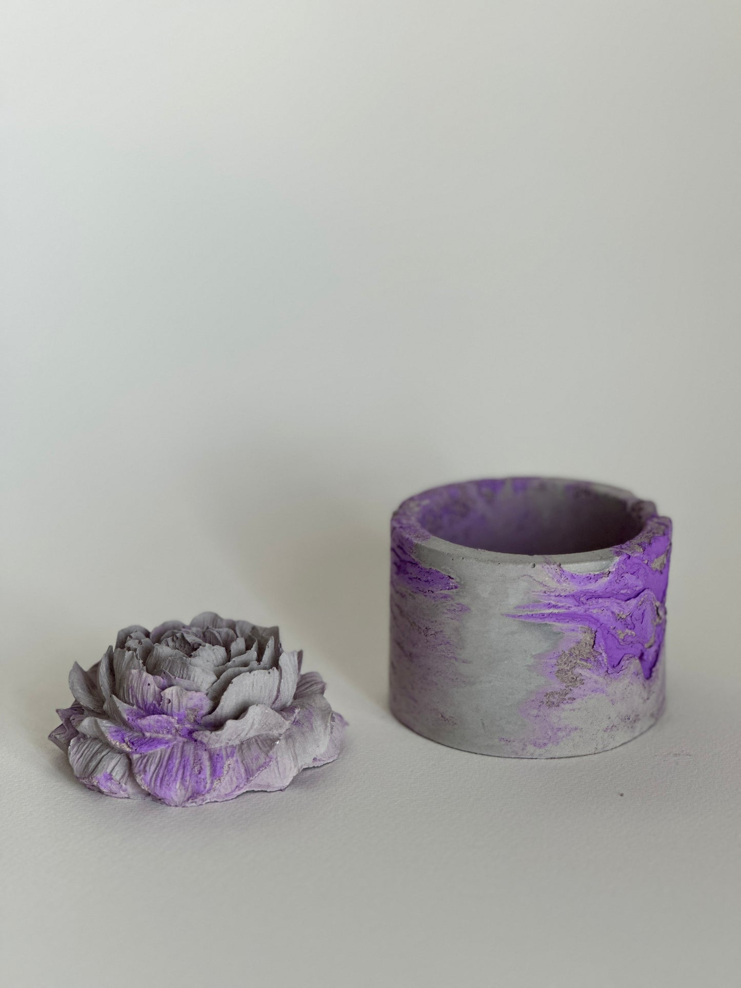 Cement Candle Flower Style - Handmade