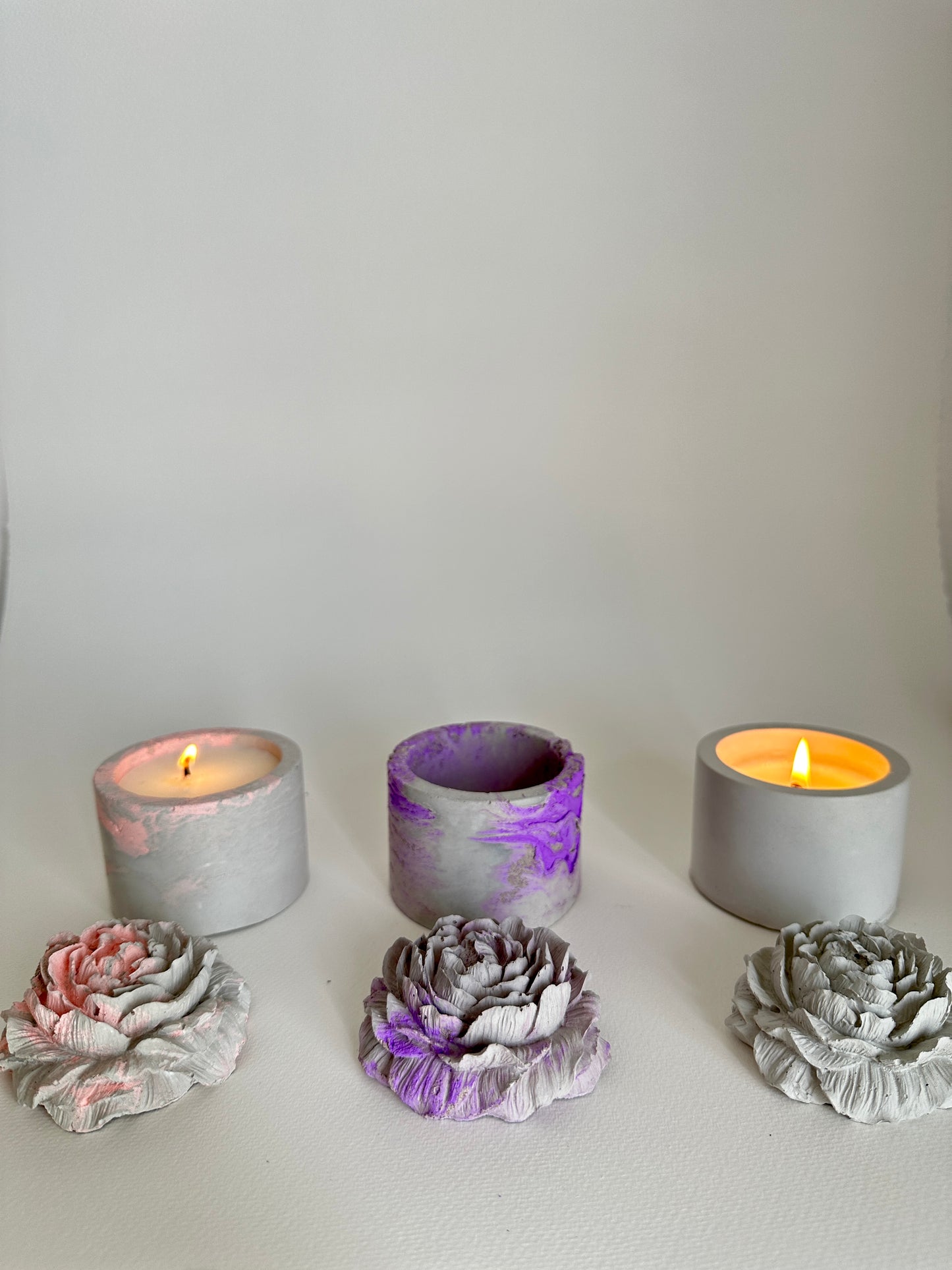 Cement Candle Flower Style - Handmade