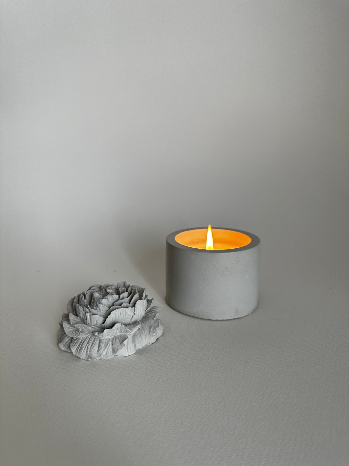 Cement Candle Flower Style - Handmade