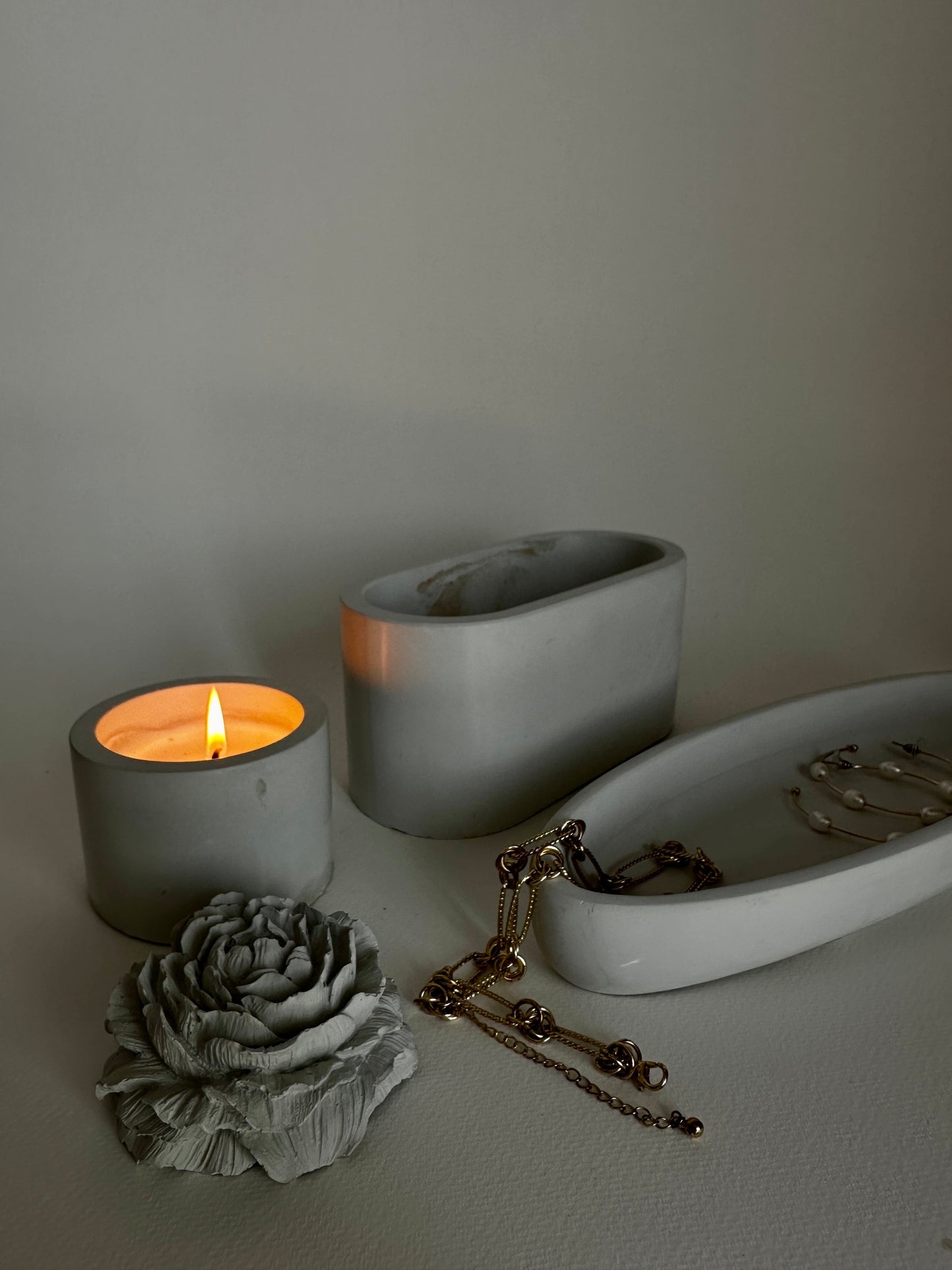 Cement Candle Flower Style - Handmade